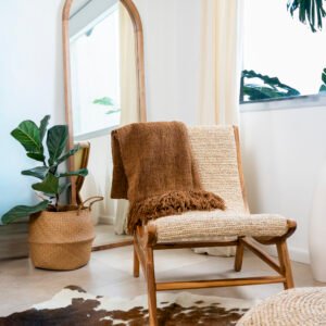 Sillón de Teca Tapizado en Rafia