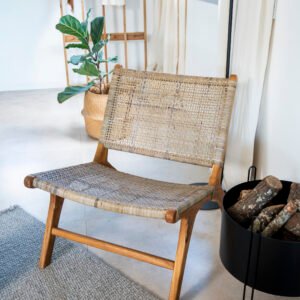 Sillón de Teca y Ratán con Respaldo