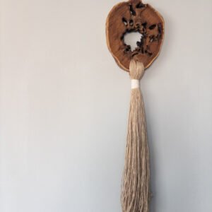 Rodaja de Madera Recuperada para Colgar con Hilos de yute y algodón