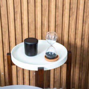 Reloj de Arena con Apoya Vasos de Cuero