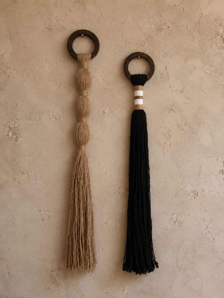 Conjunto Colgante Decorativo Fibras Naturales y Madera